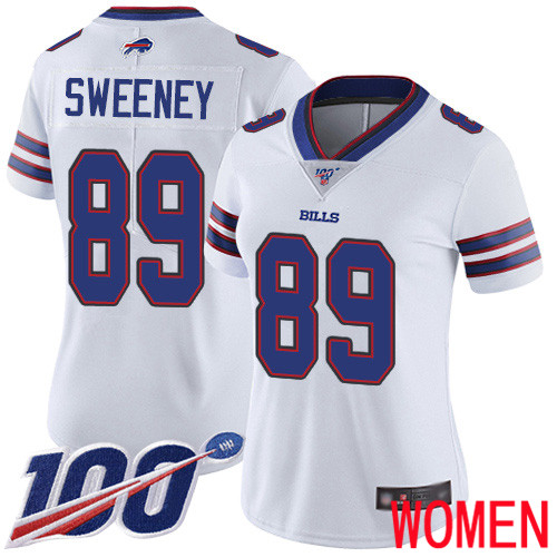 Women Buffalo Bills #89 Tommy Sweeney White Vapor Untouchable Limited Player 100th Season NFL Jersey->women nfl jersey->Women Jersey